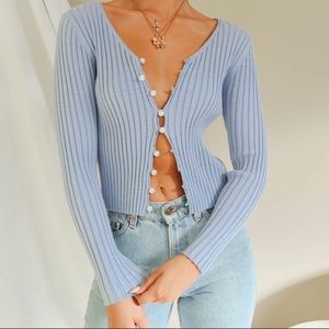 Verge Girl blue ribbed sweater top